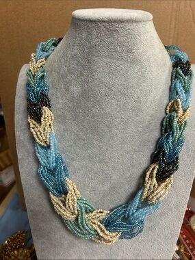 Multi-Color Braided Seed Bead Necklace - Brand Unknown